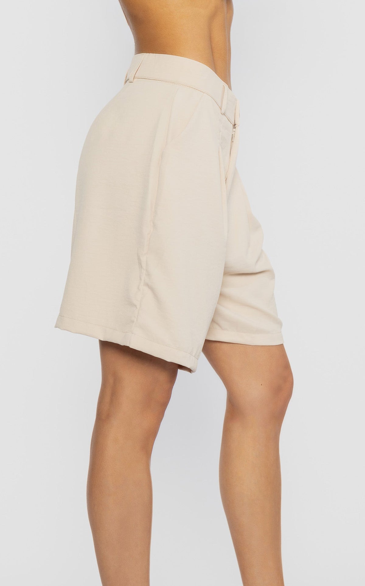 Sand Elastic Tailored Bermuda Shorts by Navissi
