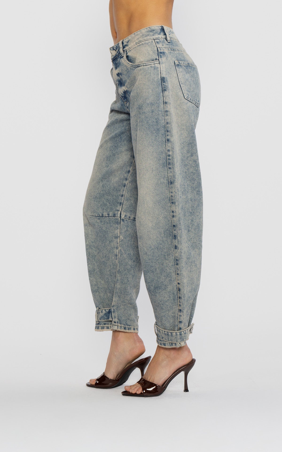 Blue Barrel-Leg Jeans