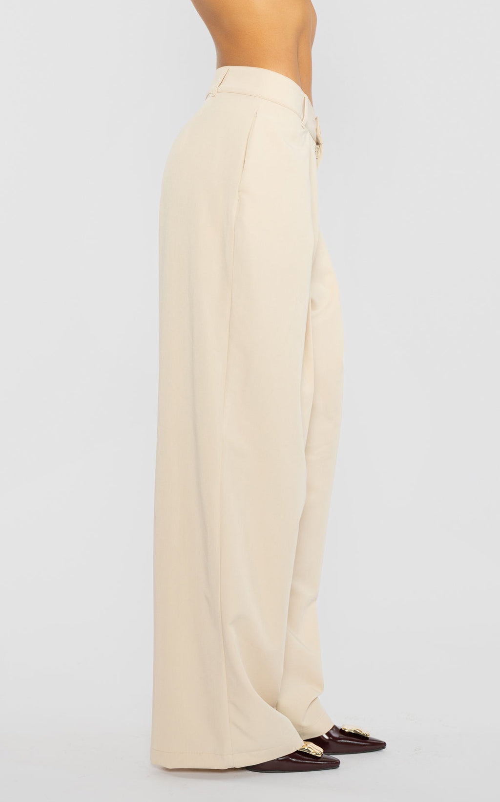 Pantalon Pliegue Crema