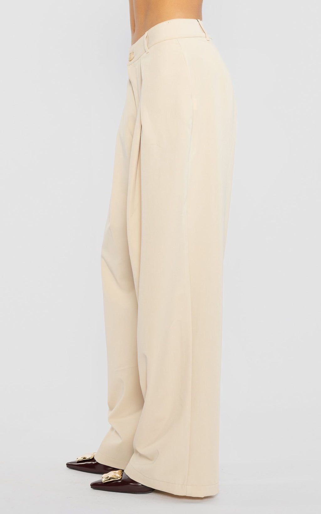Pantalon Pliegue Crema
