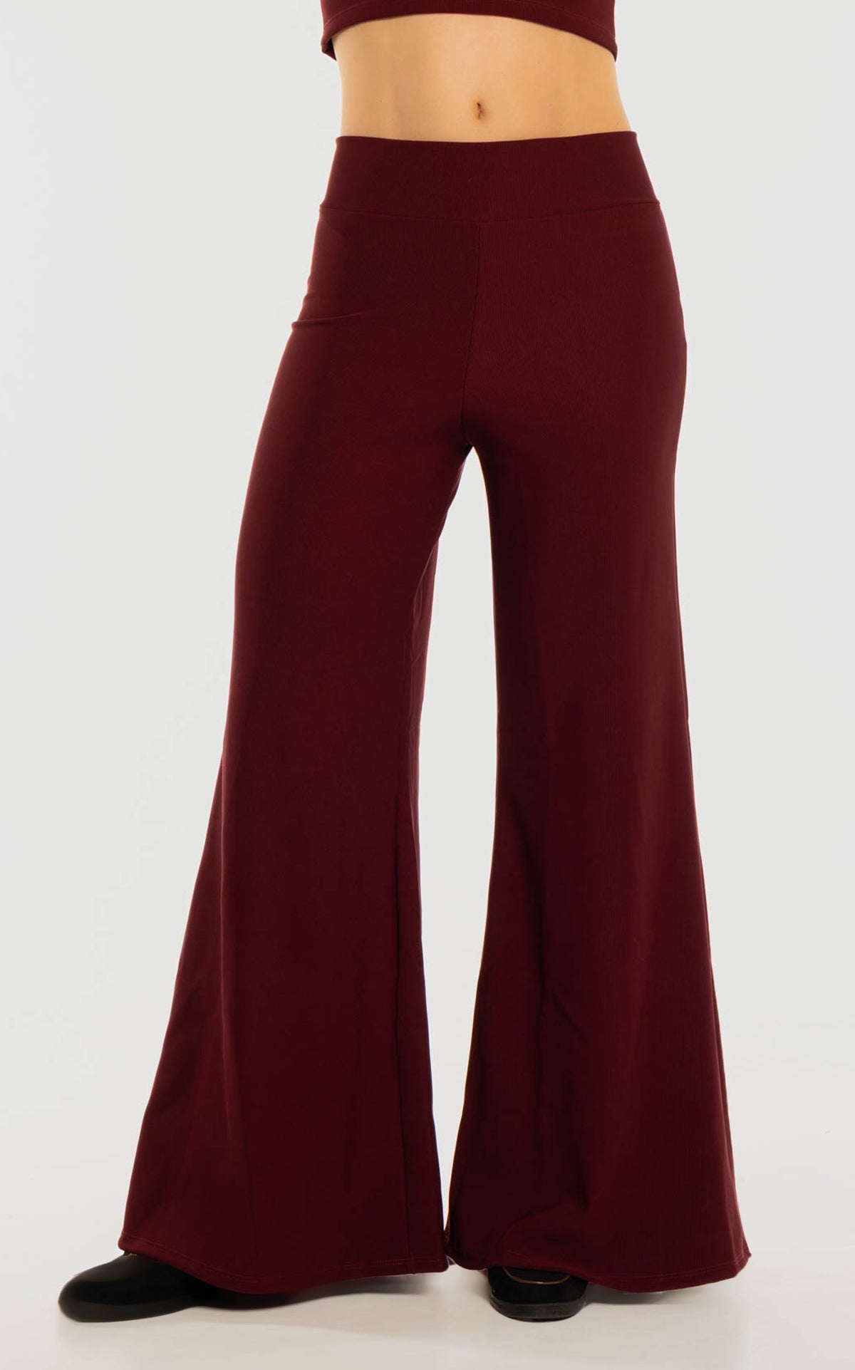 Burgundy Ribbed Stretch Pants by Navissi