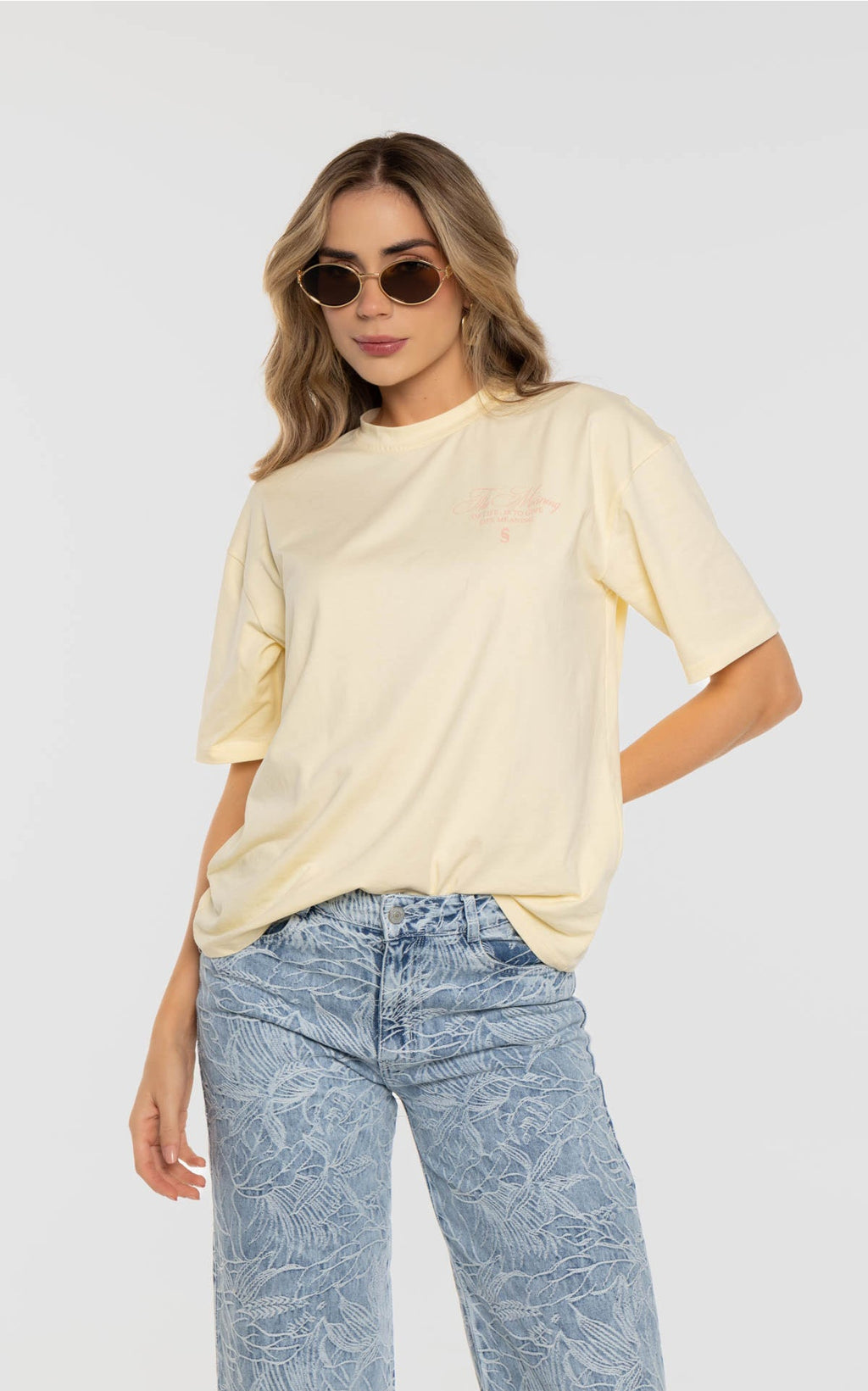 Camiseta Amarillo Claro Oversized