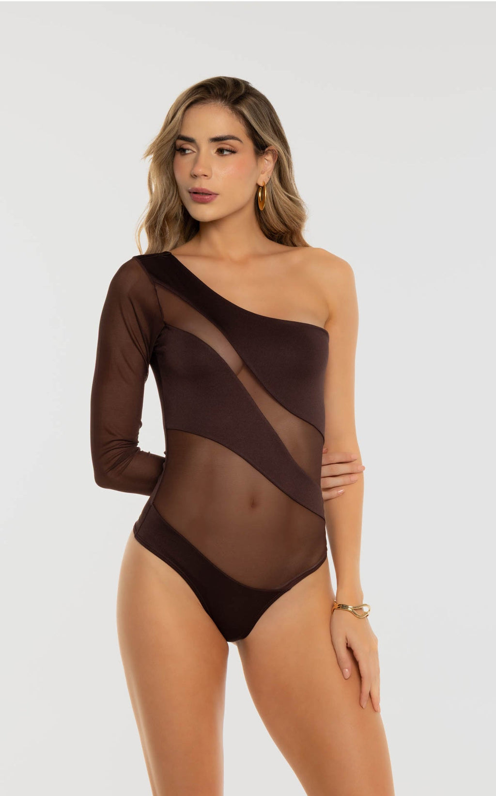 Body Chocolate Asimétrico Manga Larga