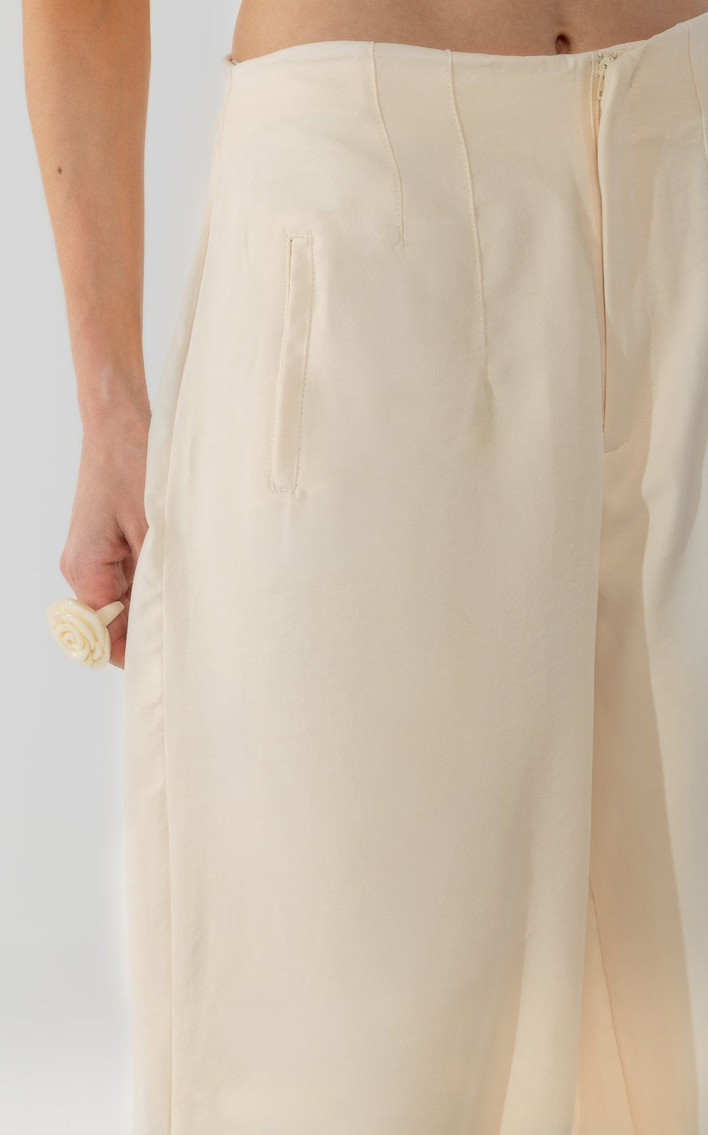 Pantalón Crema Tiro Alto