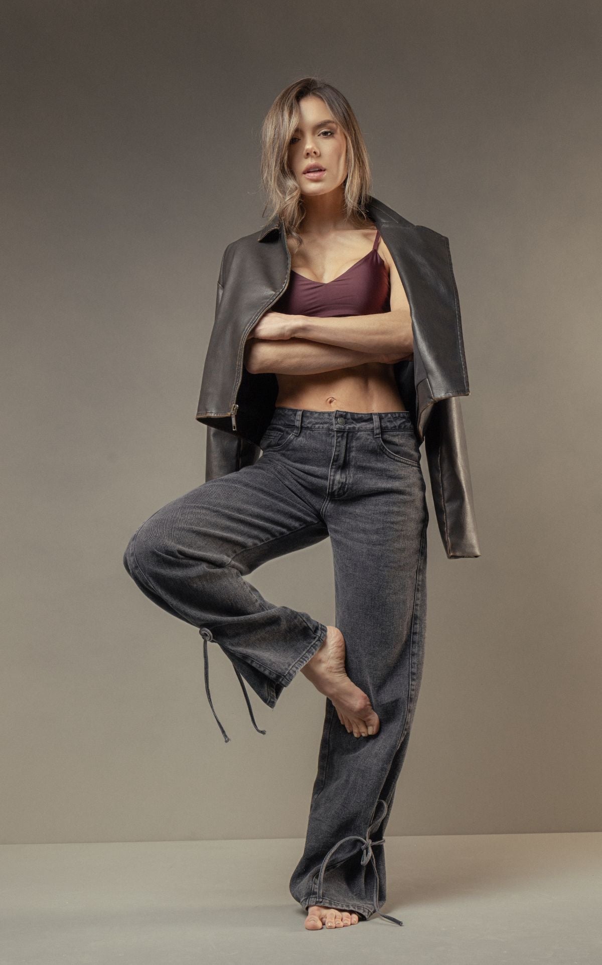 Wine V-Neck Essential Top