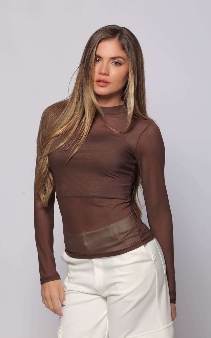 Blusa Chocolate Transparencias