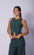 Green Round-Neck Vest by Navissi
