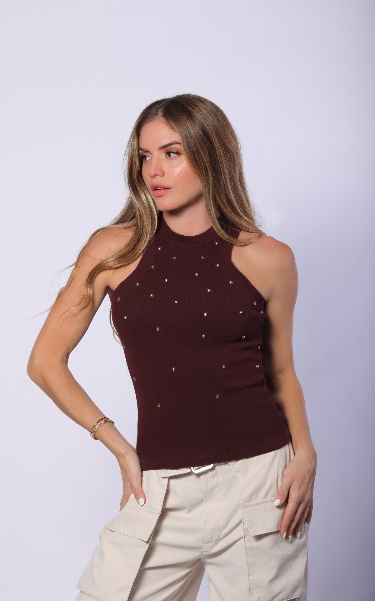 Blusa Vino Tinto Detalles Plata