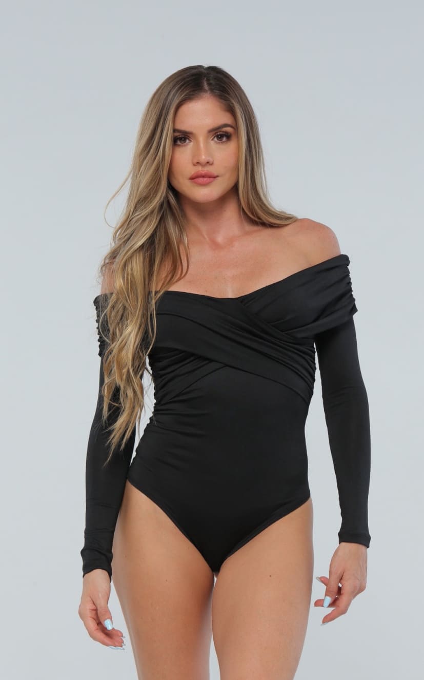 Body Negro Drapeado ML