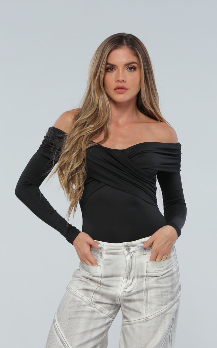 Body Negro Drapeado ML