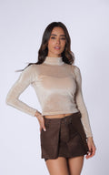 Beige Long-Sleeve Brushed Sweater by Navissi