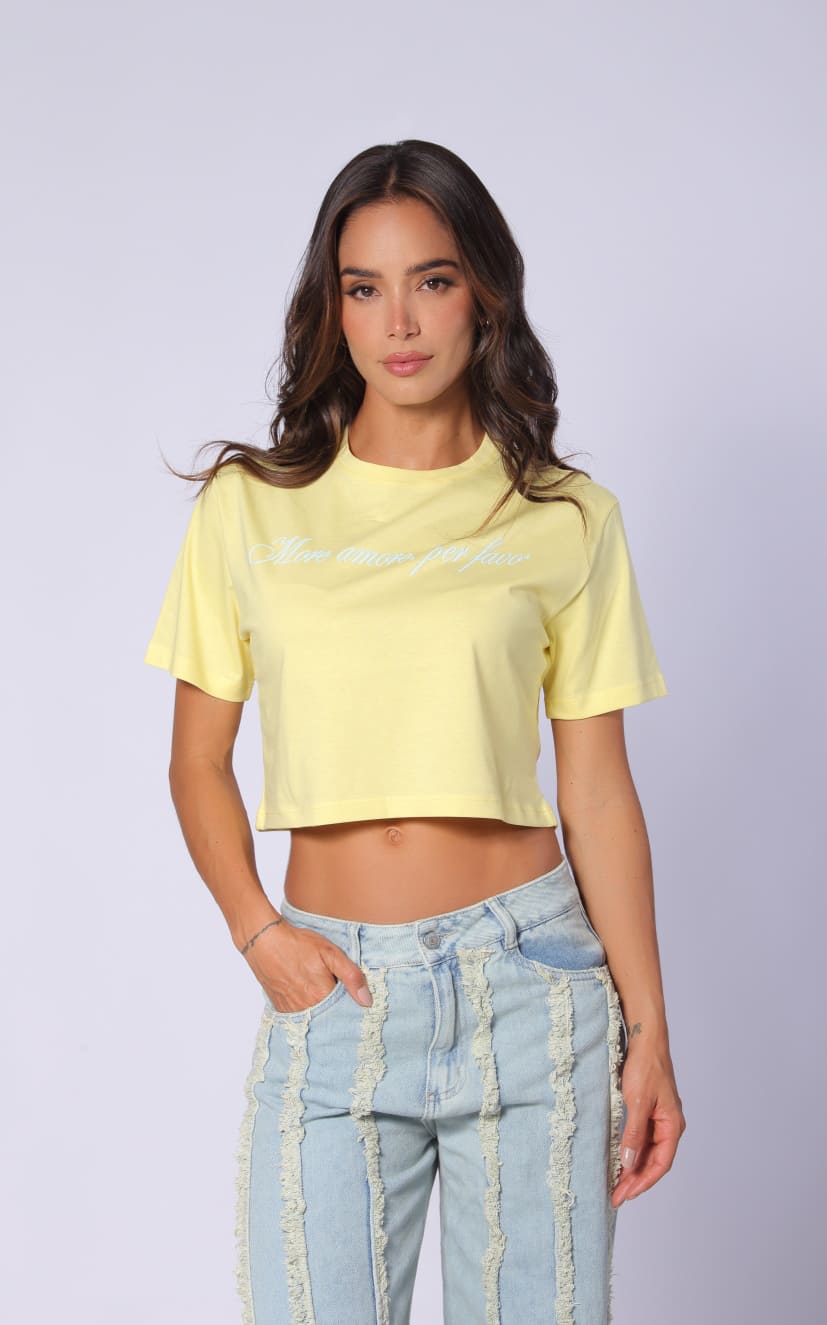 Yellow Oversized Cropped T-Shirt