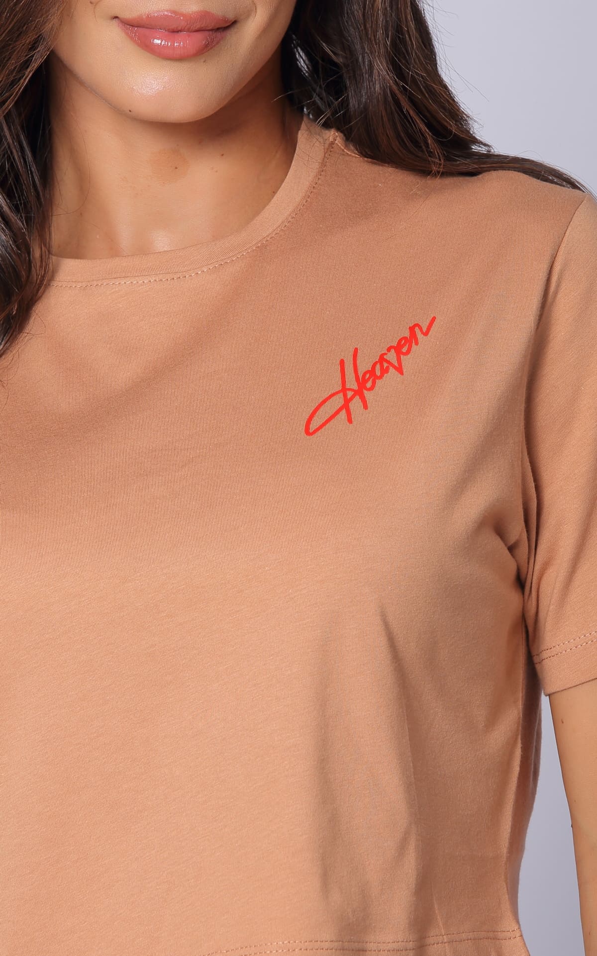 Camel Cropped Regular-Fit T-Shirt by Navissi