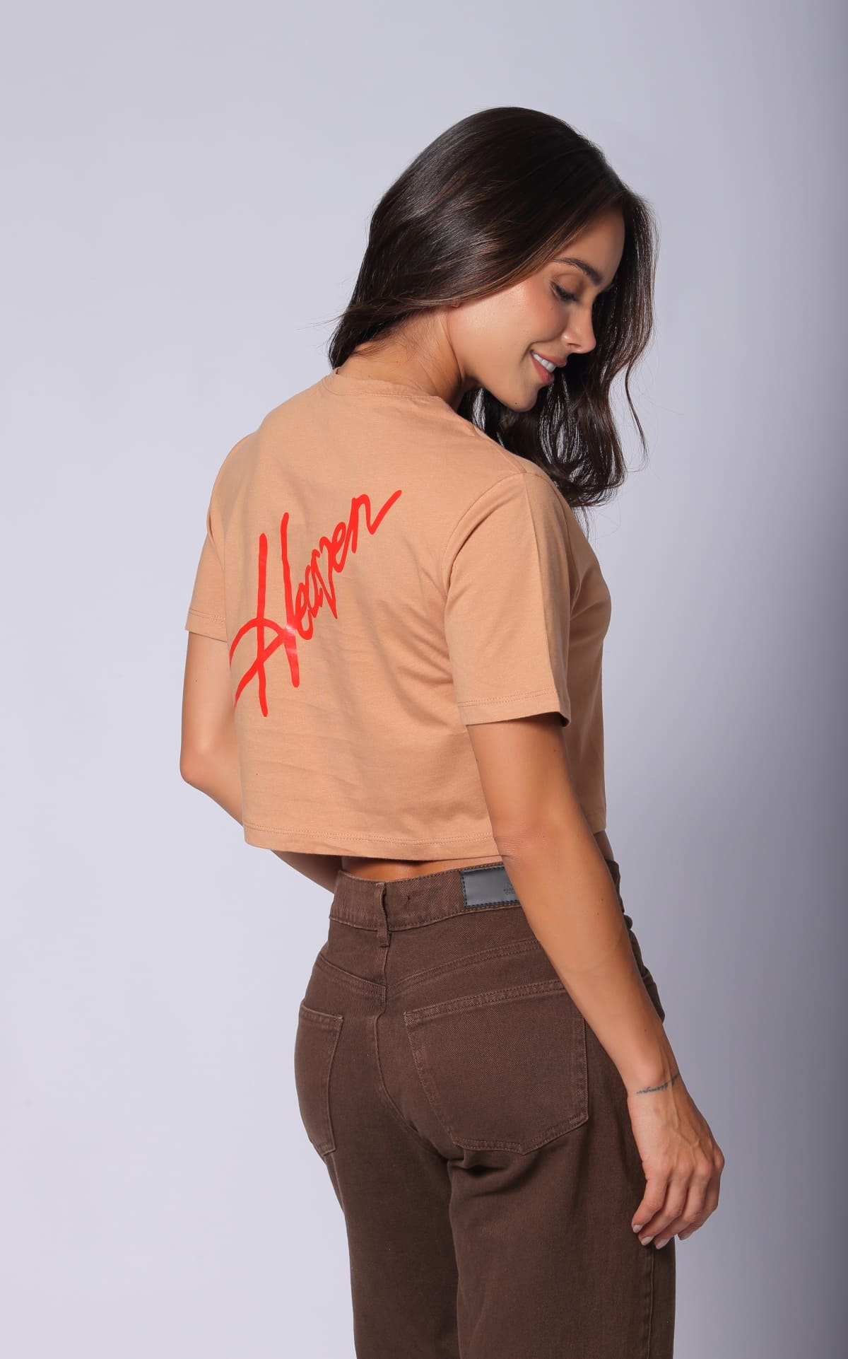 Camel Cropped Regular-Fit T-Shirt by Navissi