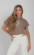 Taupe Rolled-Sleeve T-Shirt