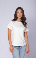 Camiseta Marfil Detalle En Manga