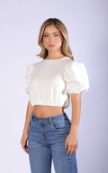 Camiseta Marfil Manga Bombacha