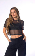 Camiseta Negra Brillo En Mallatex