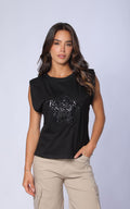 Camiseta Negra Manga Sisa Estrella