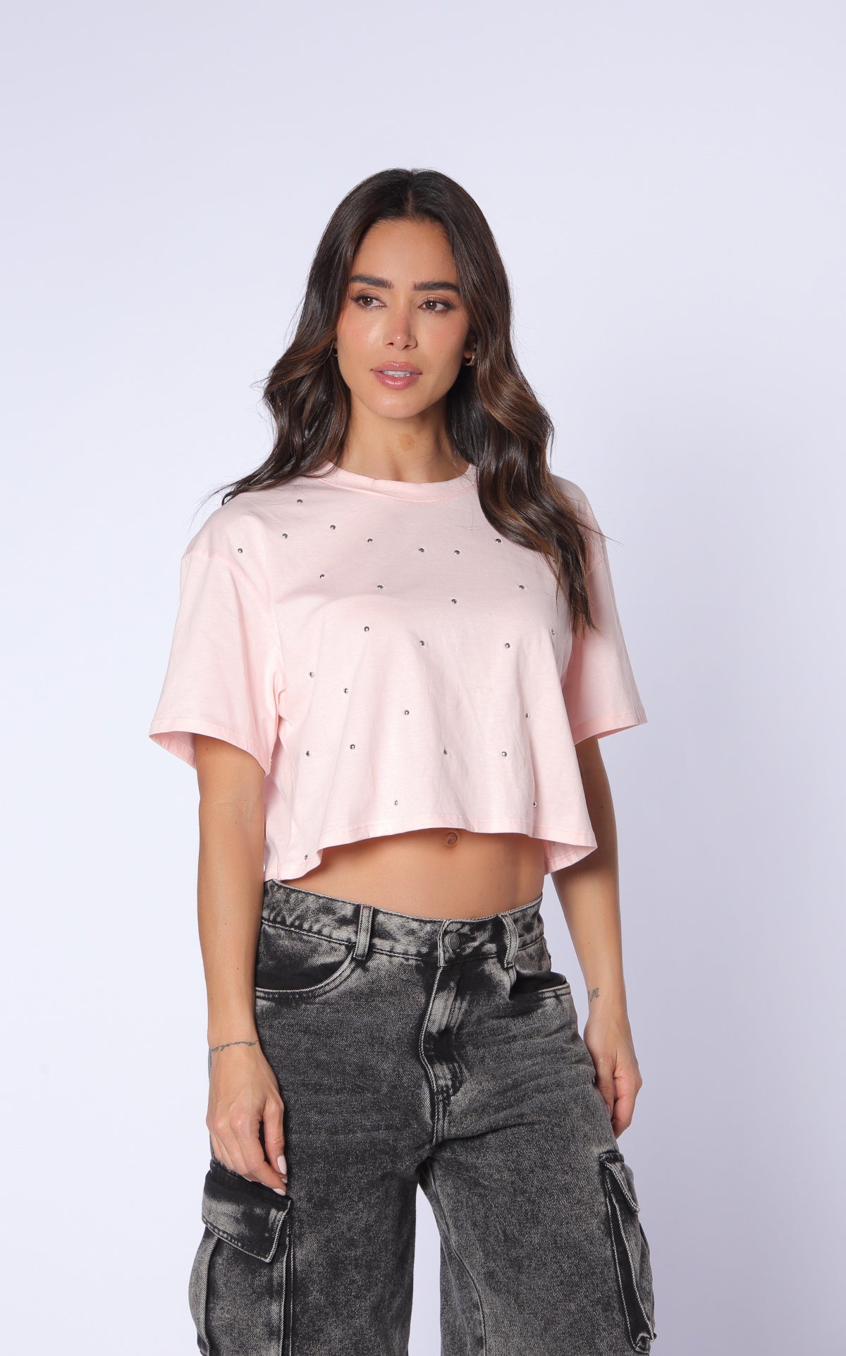 Camiseta Rosada Over Crop