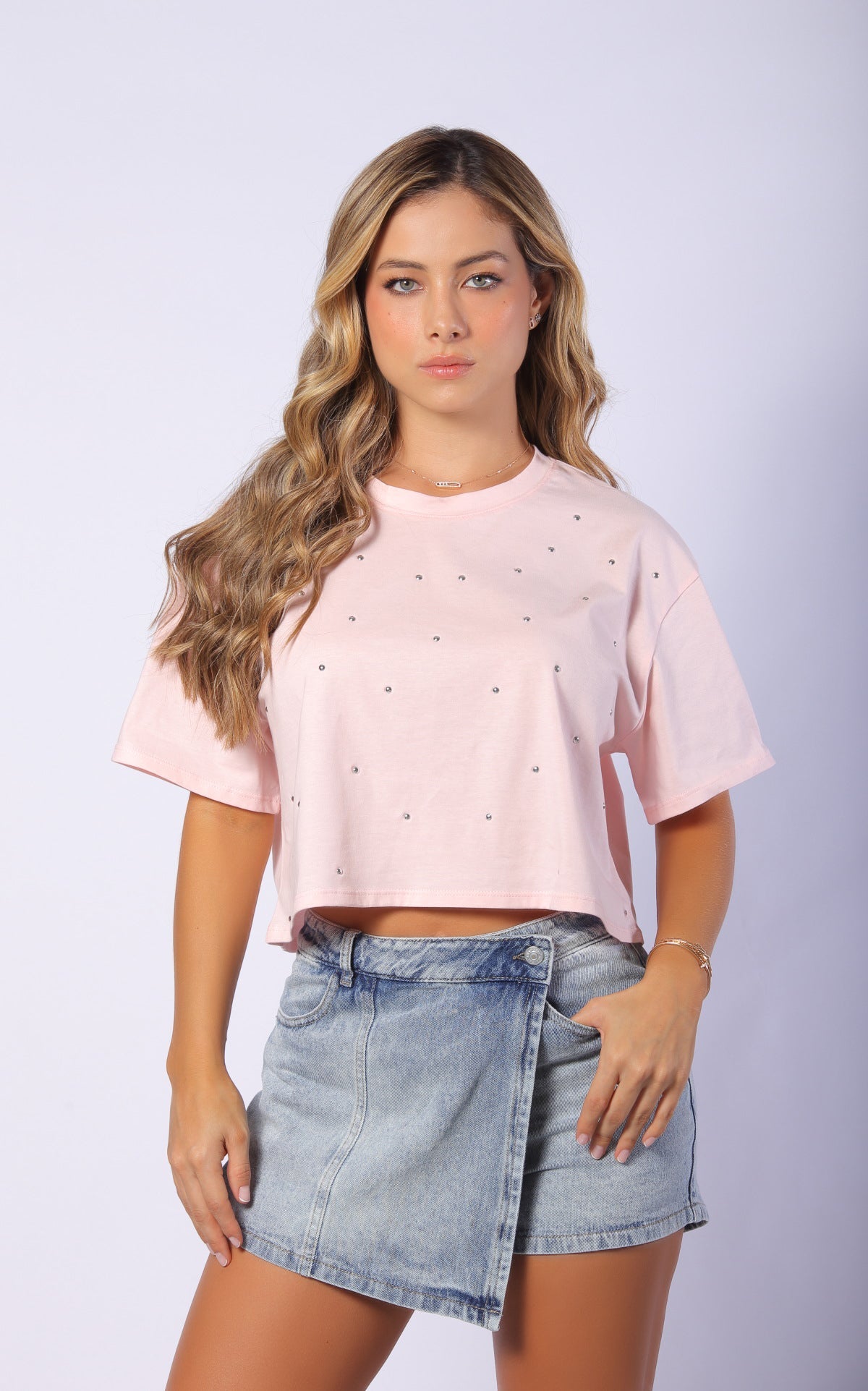 Camiseta Rosada Over Crop