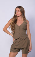 Chaleco Verde Militar Botones