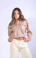 Chaqueta Camel En Cuerina