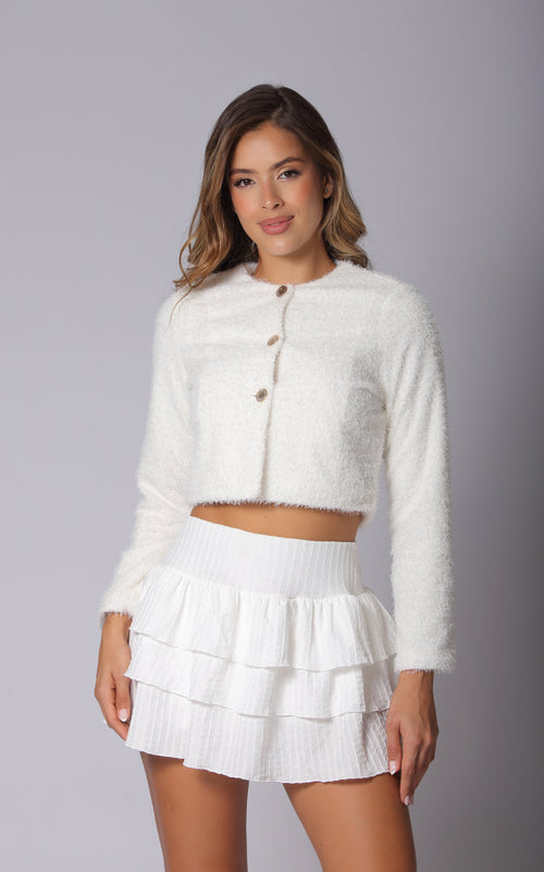 Ivory Brushed Jacket by Navissi
