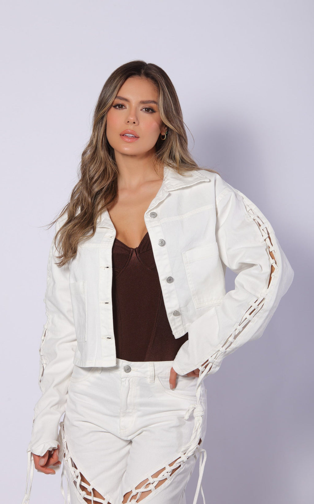 Chaqueta Crudo Con Trenzados