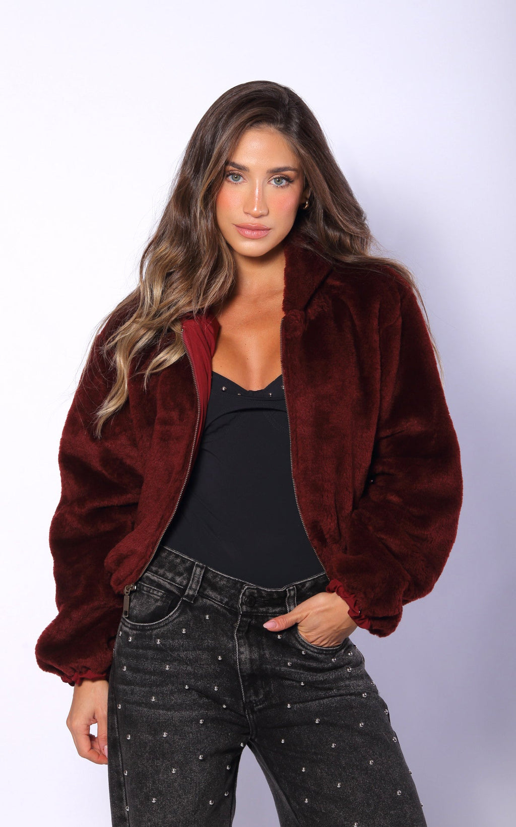 Chaqueta Vino Tinto Afelpada