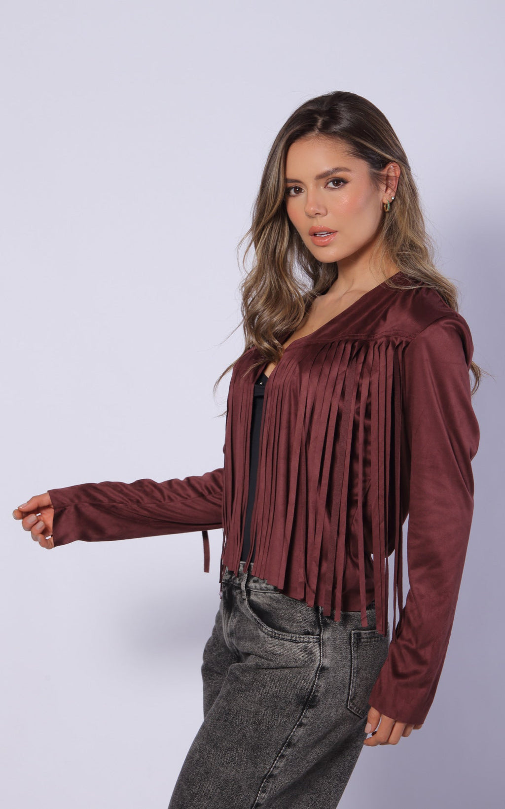 Chaqueta Vino Tinto Flecos