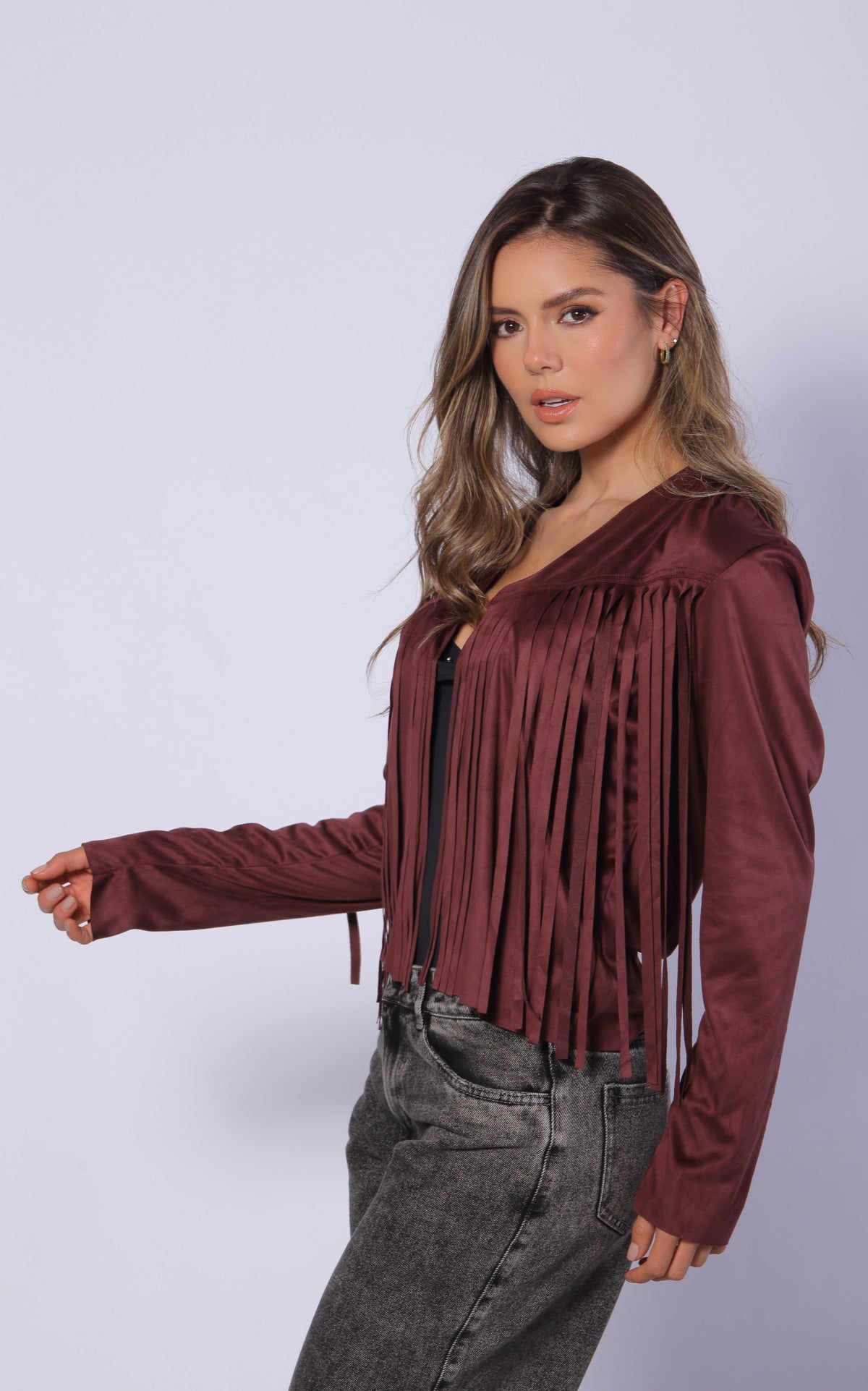 Chaqueta Vino Tinto Flecos