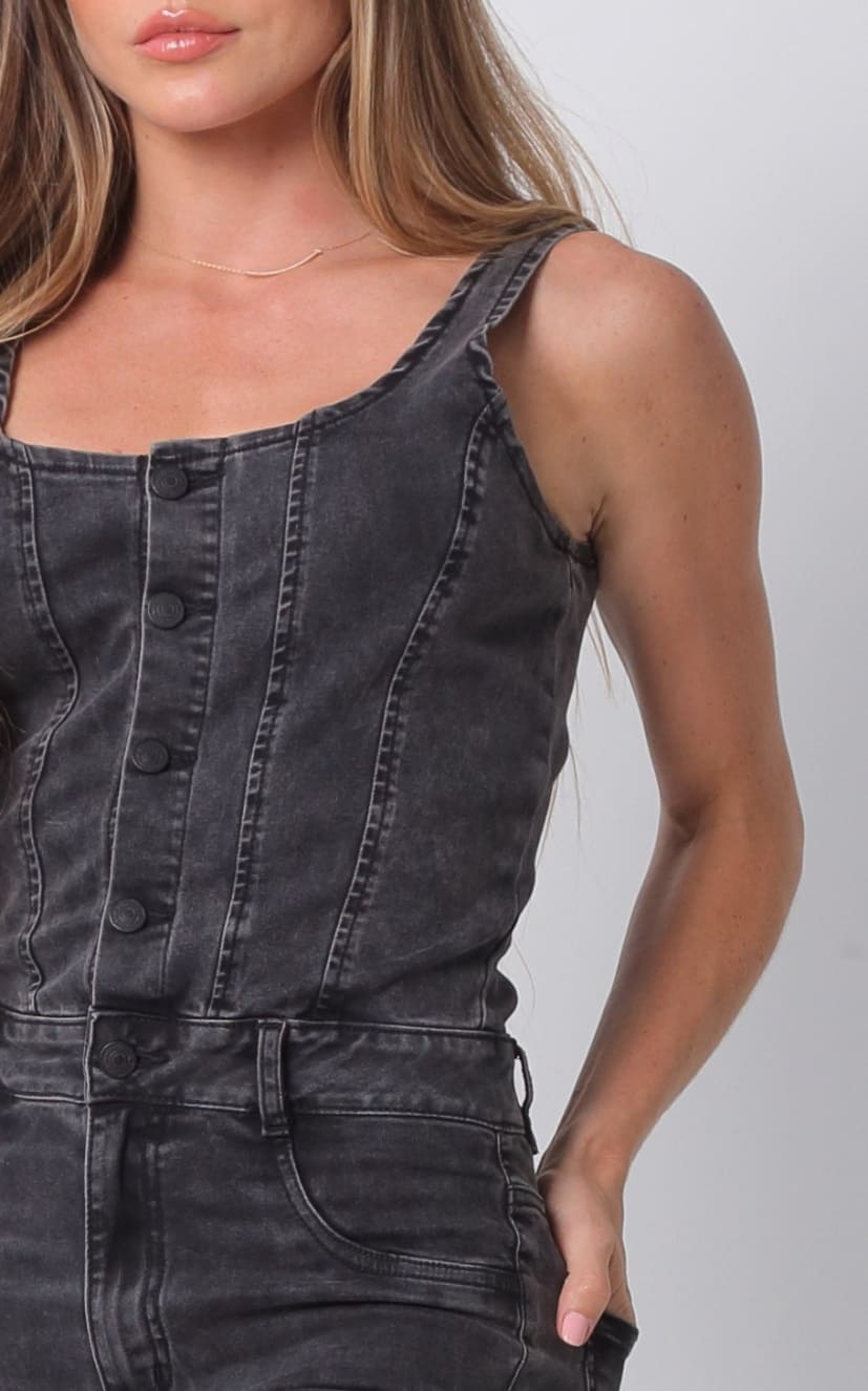 Black Denim Jumpsuit