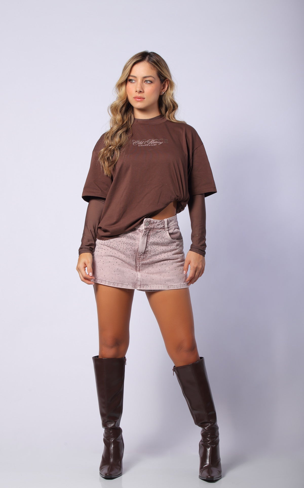Pink Denim Skort