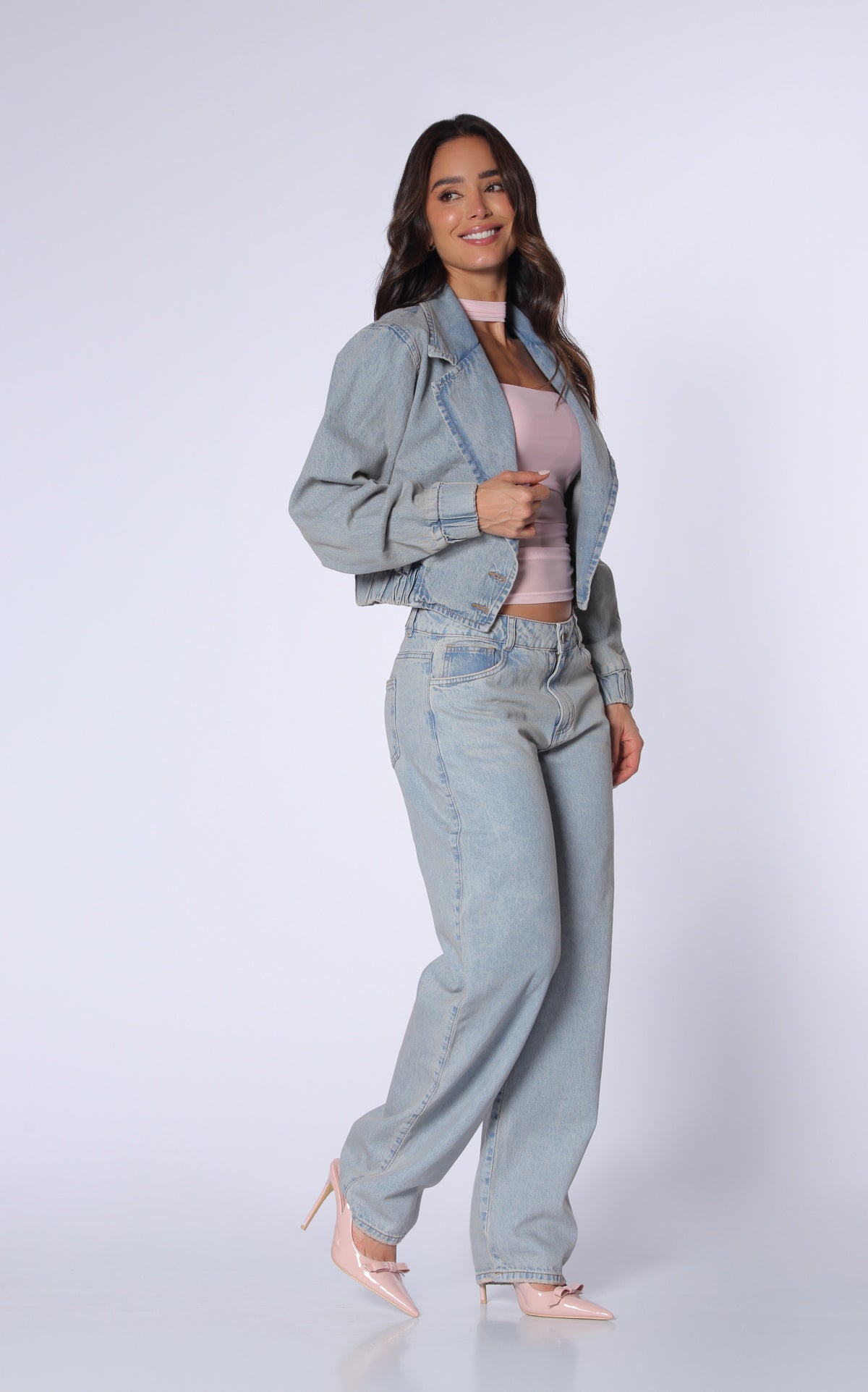 Blue Barrel-Leg Jeans