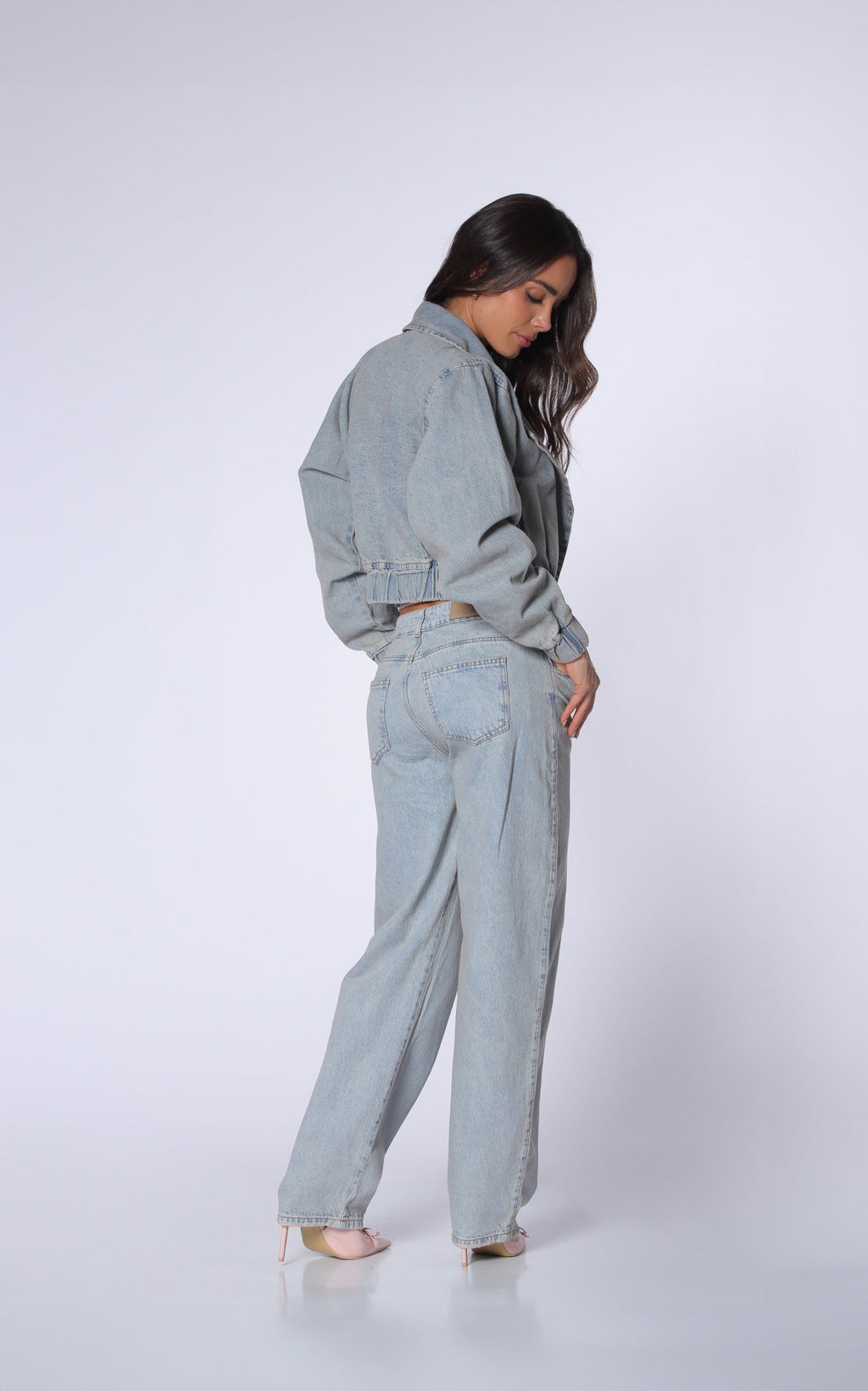 Blue Barrel-Leg Jeans