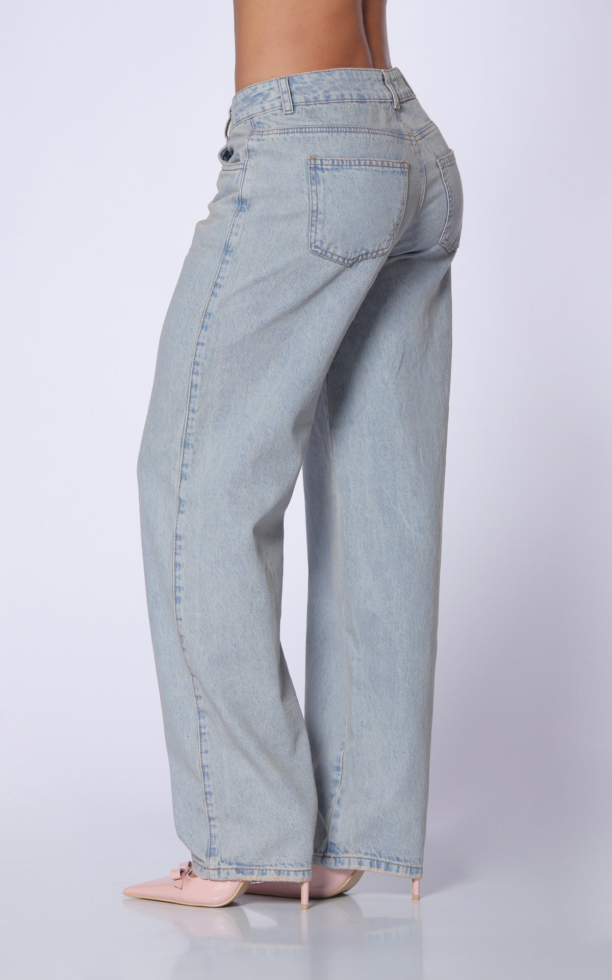 Blue Barrel-Leg Jeans