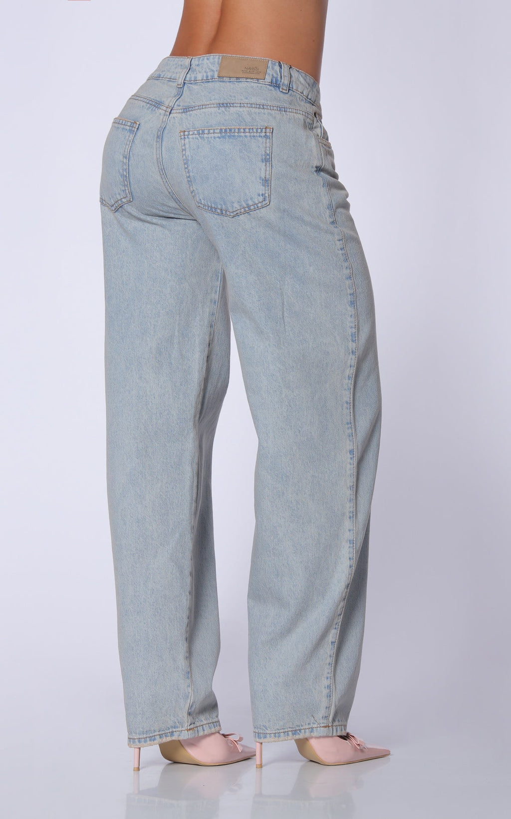 Blue Barrel-Leg Jeans