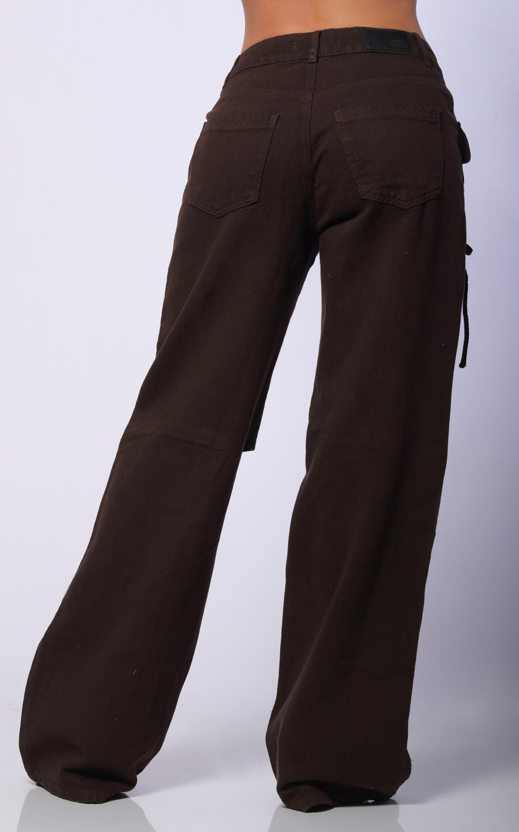 Chocolate Straight-Leg Cargo Jeans by Navissi