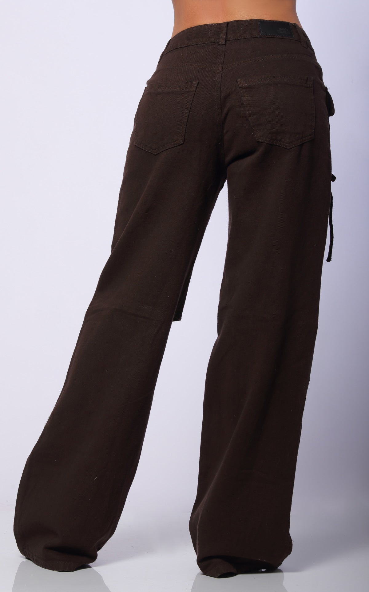 Chocolate Straight-Leg Cargo Jeans by Navissi