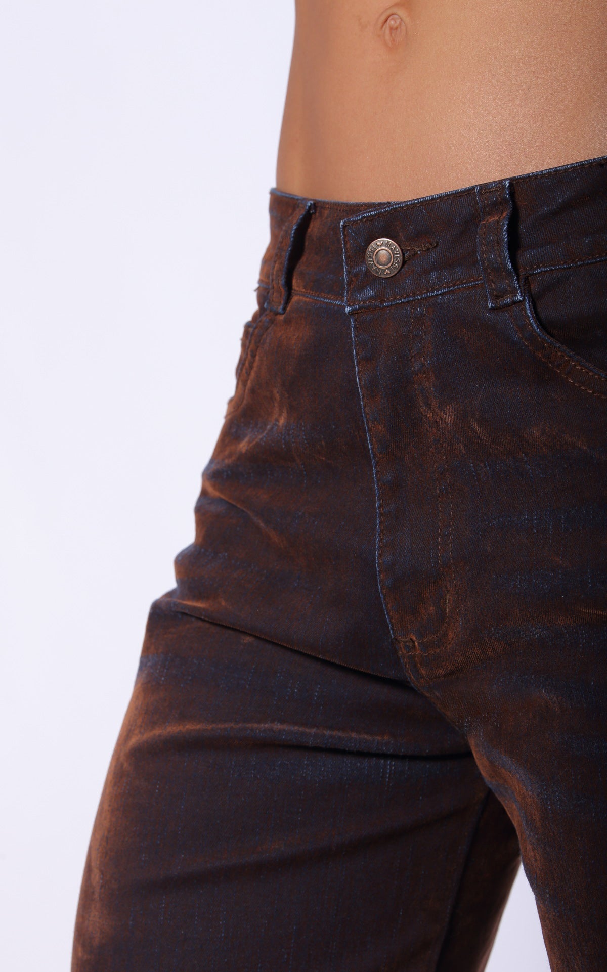 Copper Semi Wide-Leg Wide-Leg Jeans by Navissi