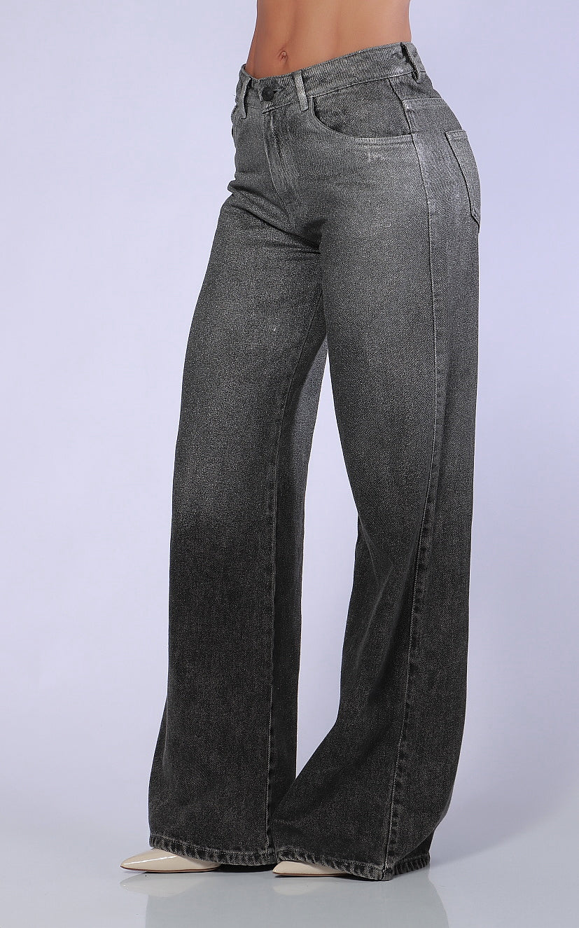 Jean Gris Wide Leg Brillos