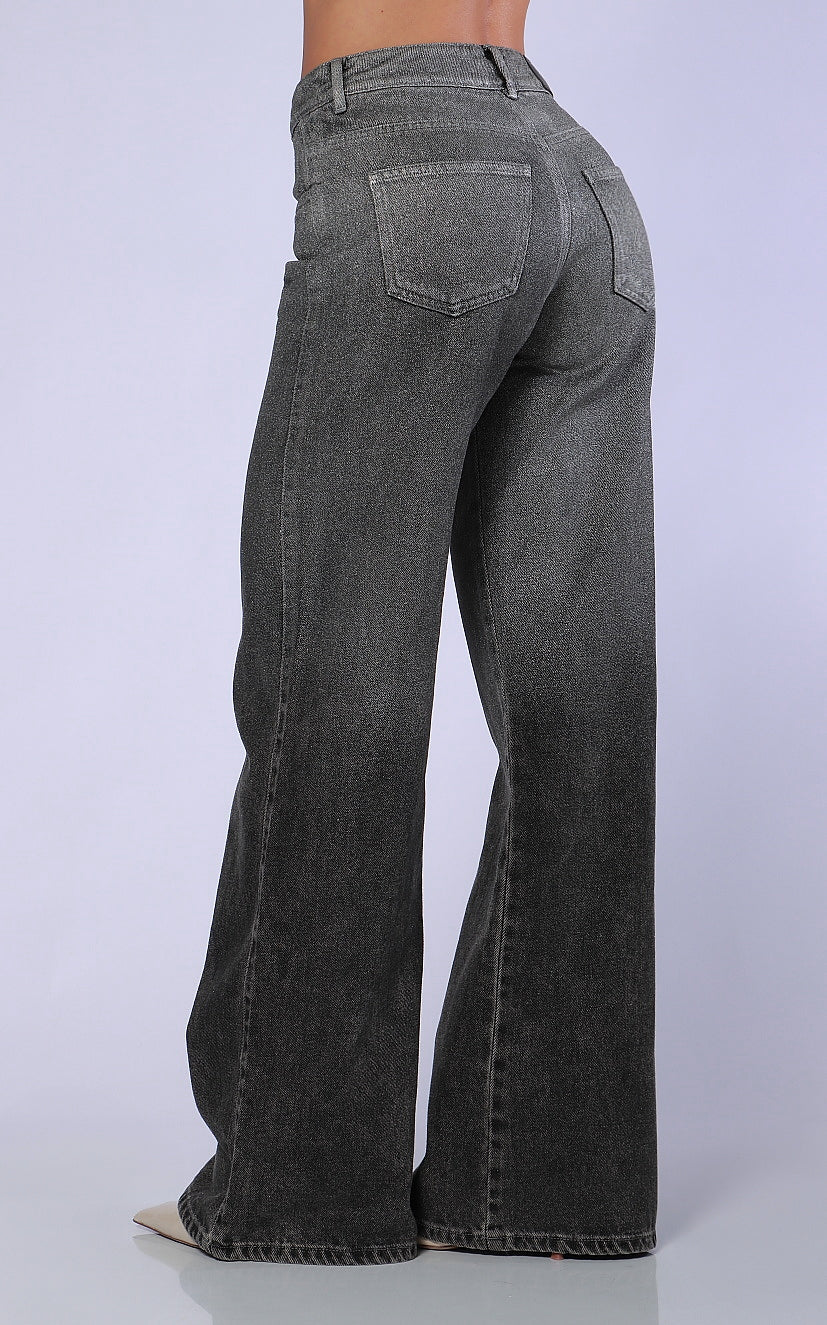 Jean Gris Wide Leg Brillos