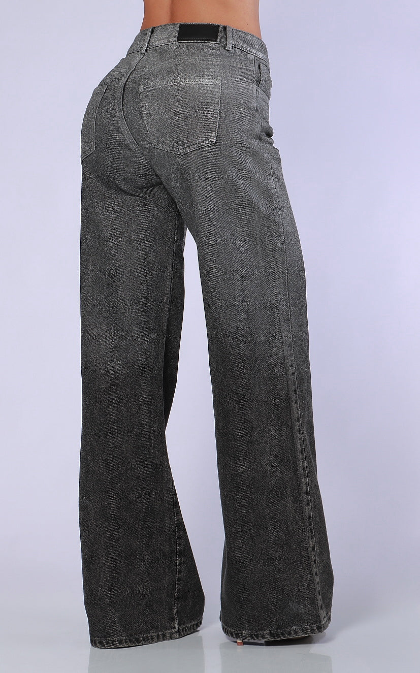 Jean Gris Wide Leg Brillos