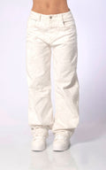 Ecru Barrel-Leg Jeans by Navissi