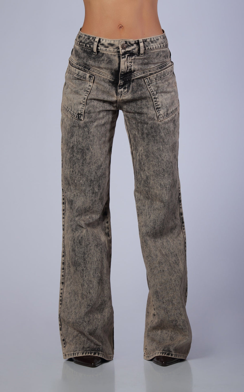 Mocha Semi Wide-Leg Wide-Leg Jeans by Navissi