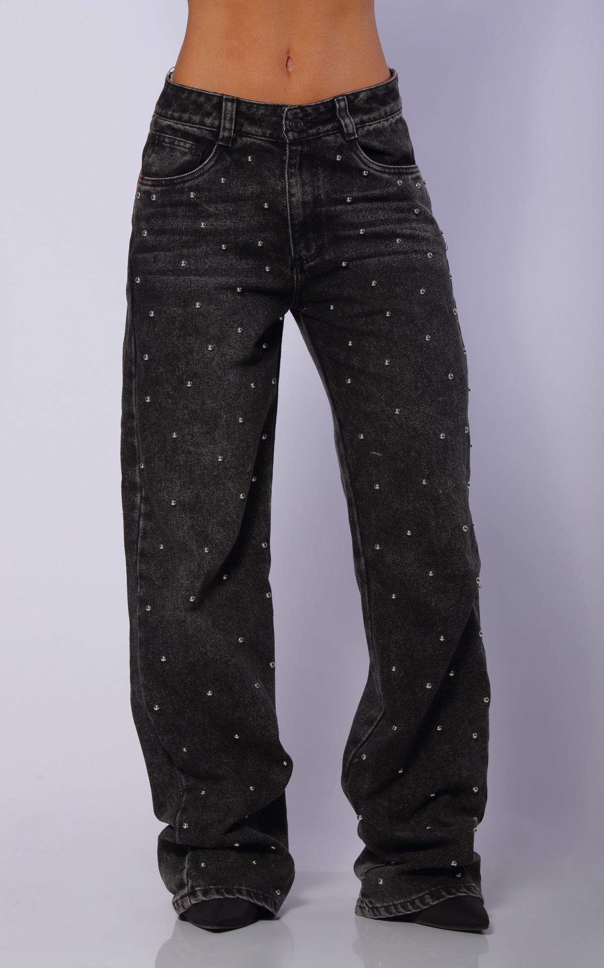 Black Straight-Leg Jeans by Navissi