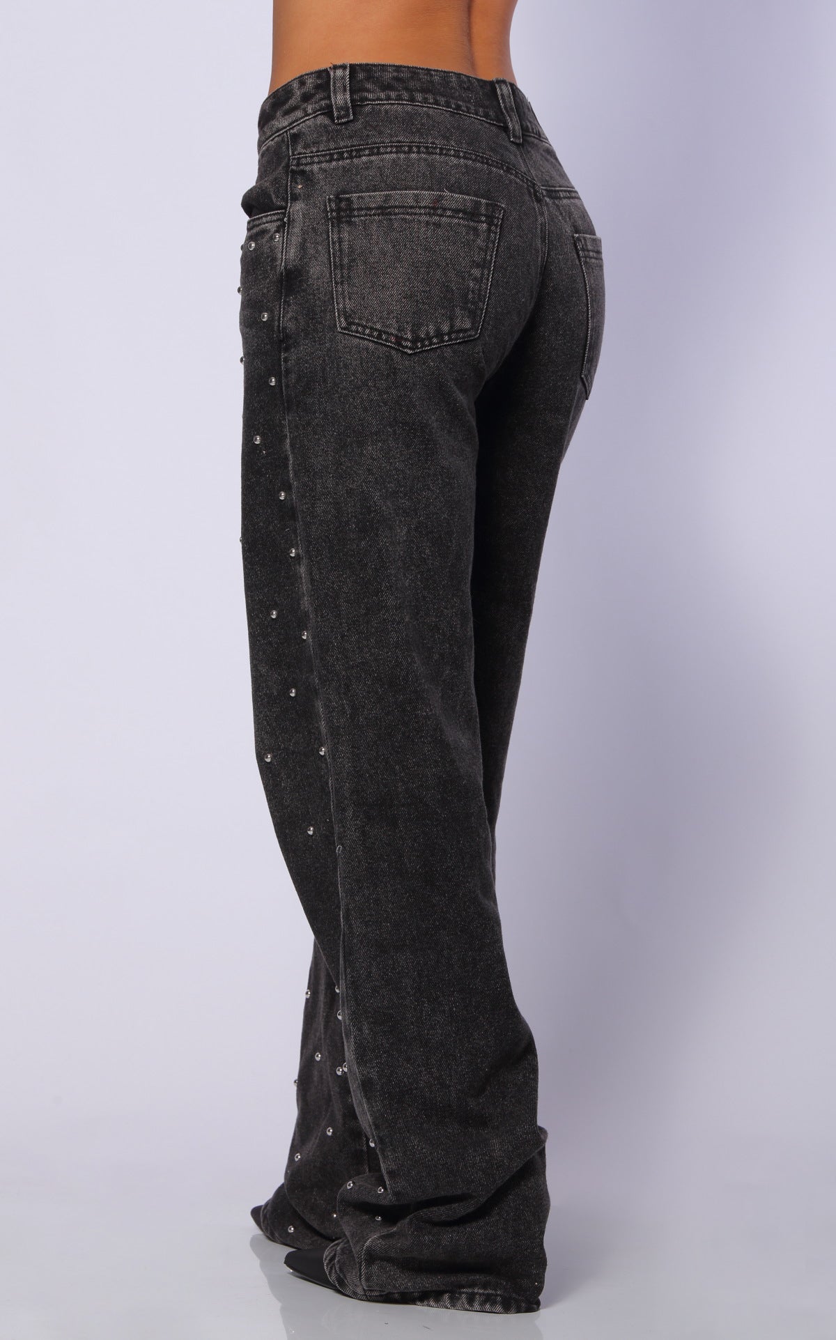Black Straight-Leg Jeans by Navissi