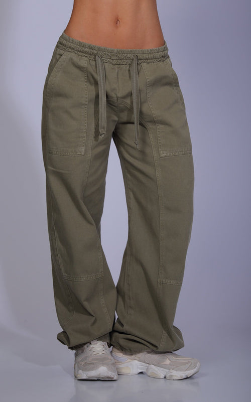 Military Green Denim Joggers by Navissi