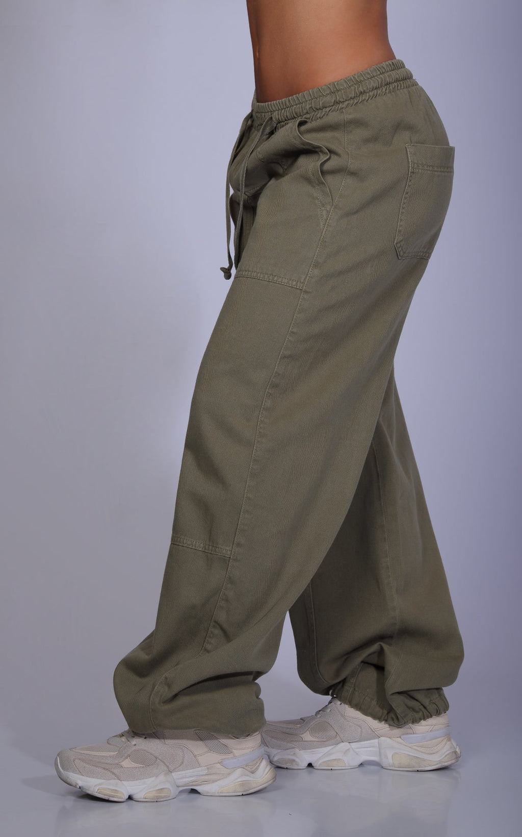 Military Green Denim Joggers by Navissi